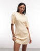 Monki cinched waist t-shirt mini dress in butter yellow