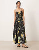 crinkle maxi sundress with shirred dropped waist in oversized floral print