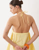 poplin halter neck swing mini sundress in lemon