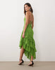 ruffle hem cami maxi dress in green