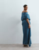 ARRANGE Curve draped denim maxi dress in mid wash blue