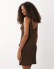 raffia 3D crochet flower mini dress in chocolate