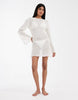 beach knit boucle scoop back mini dress in cream