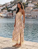 cami maxi slip dress with lace trims in multi lemon plaid print