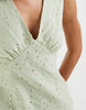Vero Moda cotton broderie v neck mini dress in pale fog green