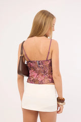 Motel Rubik Top Abstract Rose Pink Plum