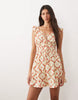 Wednesday's Girl ruffle detailing milkmaid minidress in rose print