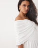SNDYS bandeau draped shoulder detail dropped waist maxi dress in white