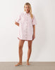 denim boxy shirt dress with pocket detail in pink