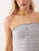 Iisla & Bird shirred strapless dropped waist beach dress in black and white stripes