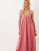 Ghospell Bodhi cami strap bubble hem midi dress in coral