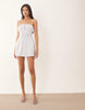 The Frolic exclusive poplin look shirred tie front cami flippy hem mini dress in blue and white stripe