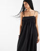 Reclaimed Vintage maxi cami smock dress with bubble hem and bows in black