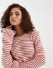 Vero moda stretch crochet knit bell sleeve mini dress in red and cream stripes