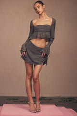 shadow floaty layered mini skirt
