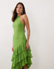 ruffle hem cami maxi dress in green