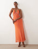 scoop halterneck mesh maxi dress in orange