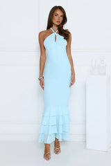The Cool Standard Halter Maxi Dress Blue