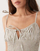 Esmée tie strap shirred beach maxi dress in beige & white stripes
