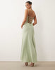 cami maxi dress with lace up back in light blue