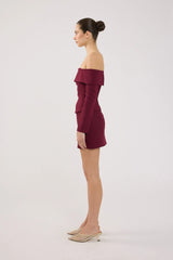 Perfect Stranger Lupa Off Shoulder Long Sleeve Top Burgundy