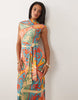 Never Fully Dressed Lucy textured short sleeve tie front midi dress in kaleidoscope print