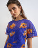Topshop chiffon maxi dress with pintuck detailing in purple and orange floral