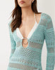 River Island long sleeve metallic knit beach dress in turquoise