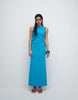 slinky maxi dress with drape knot back detail in turquoise