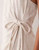 viscose-linen blend halter neck wrap mini sundress in oat