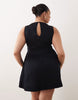 Curve waisted v neck mini sundress with seaming details in black