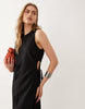 Mango sleeveless cut out waist maxi dress in black