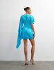 Topshop satin cape sleeve draped mini dress in electric blue