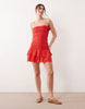 Iisla & Bird ruched beach mini dress in red