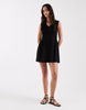ONLY sleeveless linen blend shirred mini dress in black