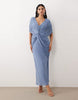 twist plunge neck cape midaxi dress in blue
