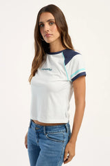 Rusty Cruz Baby Tee White/Blue