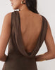 Mango cowl back sheer maxi dress in brown