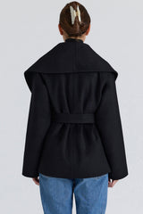 black wool shawl collar jacket