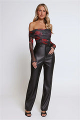 Roses In Bloom Long Sleeve Mesh Bodysuit Black