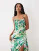 Hope & Ivy satin cami cowl neck open tie back maxi dress in green floral