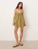 Esmee tie front mini beach dress in light green