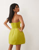 Premium bandeau sculpted mini dress with gold trim in olive