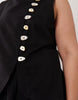 Curve linen look vest maxi dress with poplin skirt in black