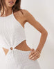 Mango Teen cut out halterneck embroidered maxi dress in white
