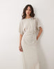 Mango T-shirt dress with twist detail in beige
