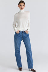 ivory silk + wool roll neck sweater