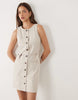 YAS linen blend tailored mini dress with coin purse tie detail in white pepper