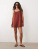scoop neck shift mini sundress in rust