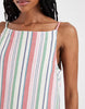 PIECES square neck denim mini dress in washed retro striped print